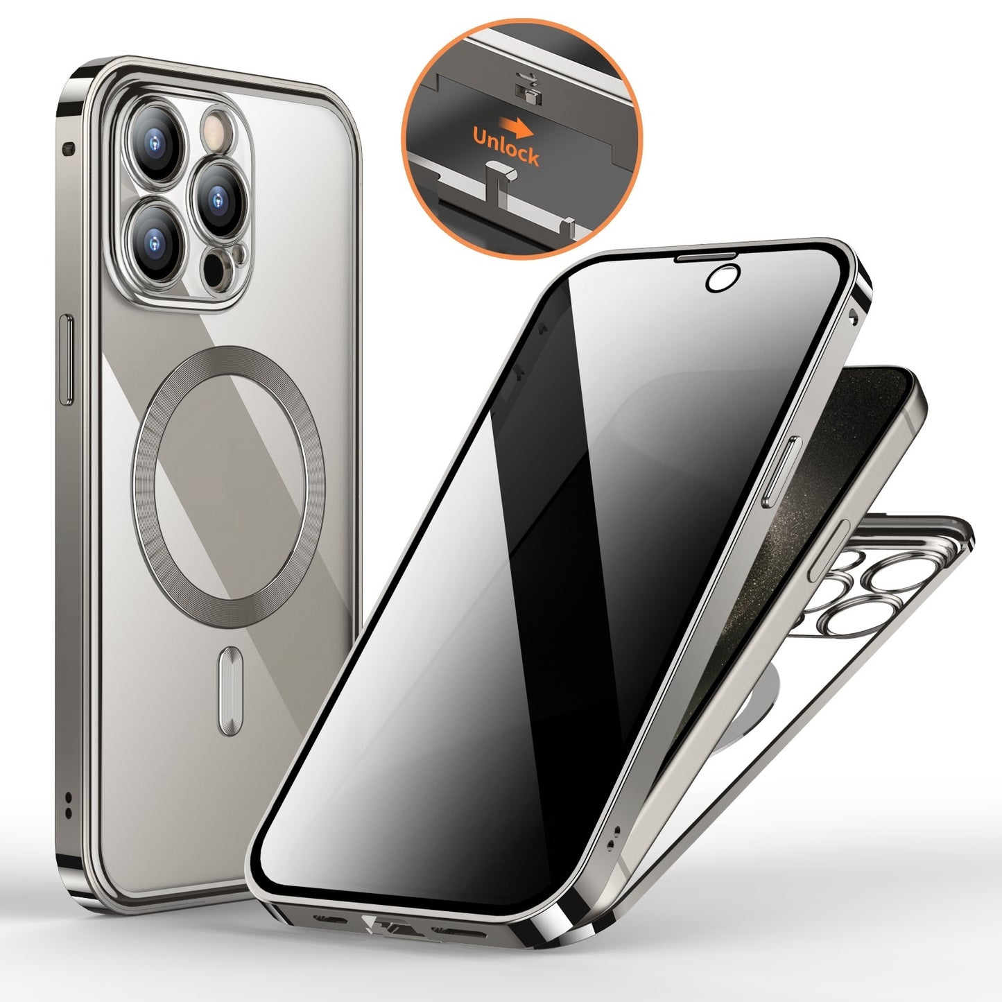 Anti-Privacy Metal Buckle Magnetic Phone Case